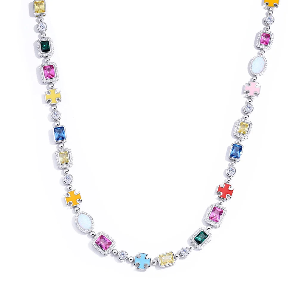 MIMOTTA CREED in silver tone with coloured crosses