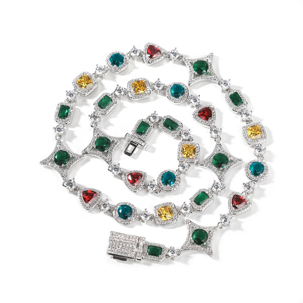MIMOTTA PARADOX in silver tone coiled, showing star links and pavé box clasp