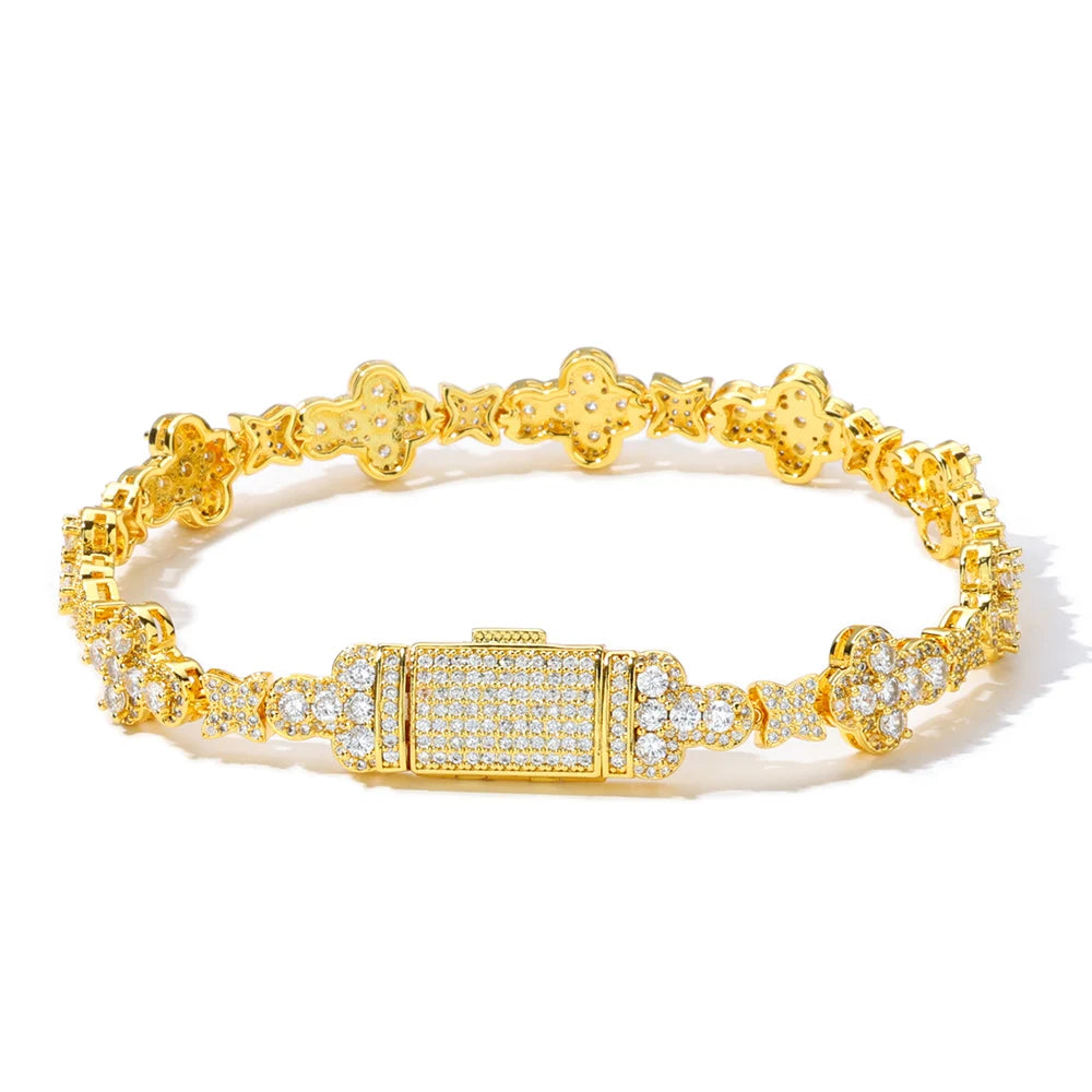 MIMOTTA DYNASTY tennis bracelet in gold tone on white background