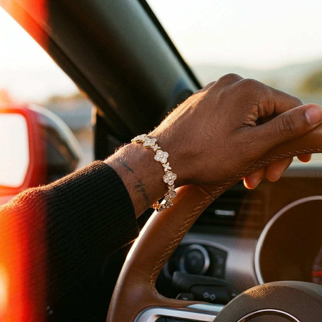 MIMOTTA DYNASTY tennis bracelet in golden-hour light, scene 6
