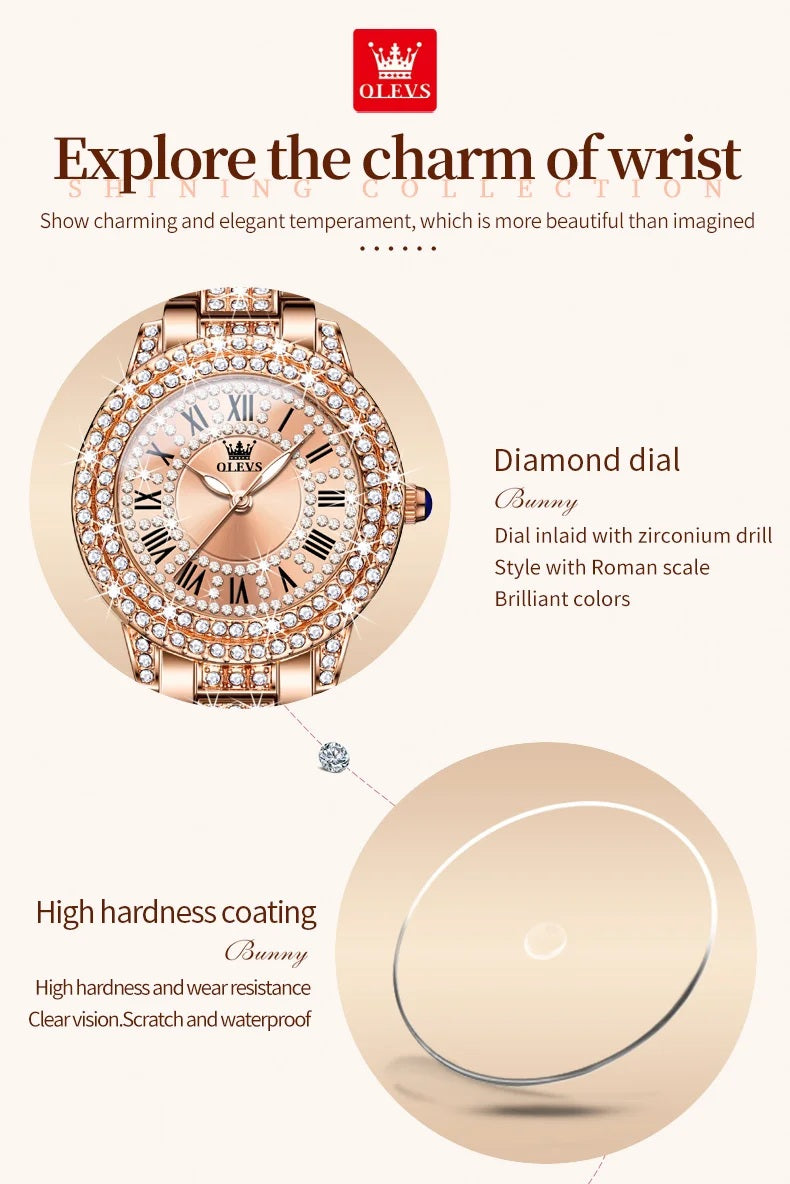 Diamond Éclat - Luxe Roman Dial Quartz Watch