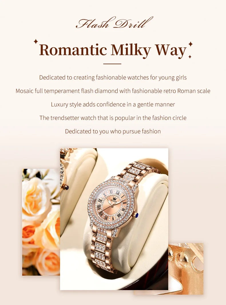 Diamond Éclat - Luxe Roman Dial Quartz Watch