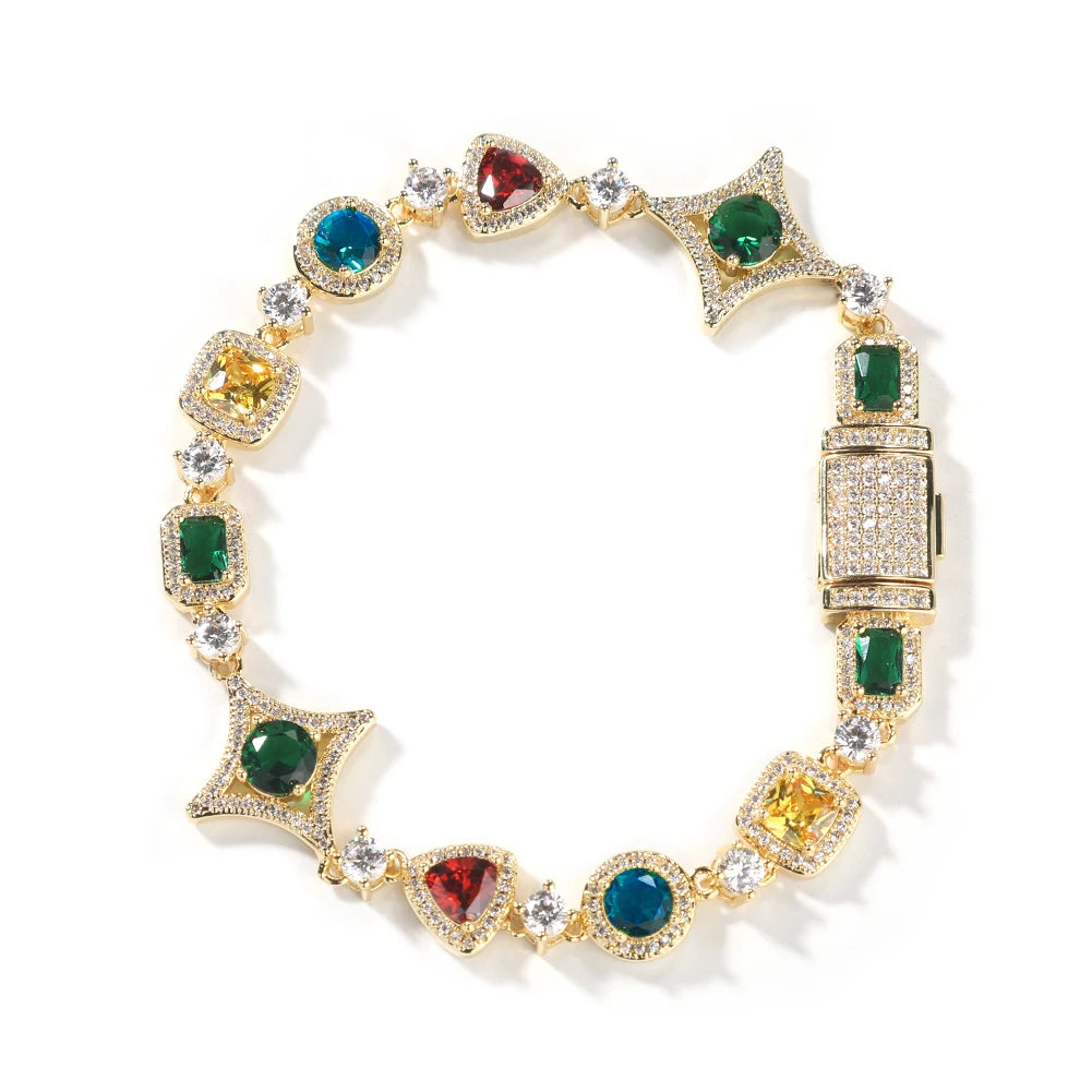 MIMOTTA PARADOX gemstone bracelet in gold tone with multicolor halo stones