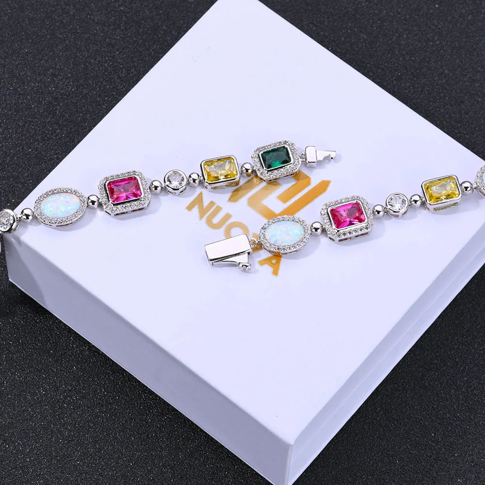 MIMOTTA CIPHER tennis bracelet in silver tone with gift box