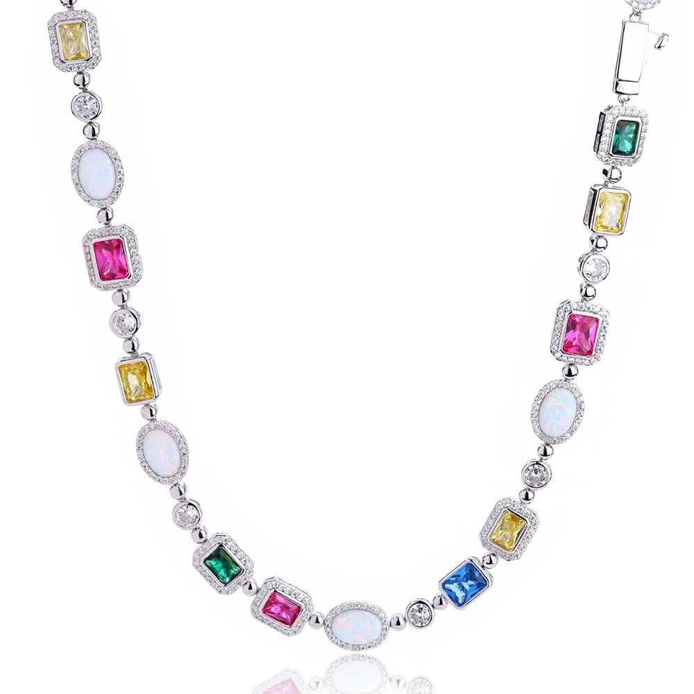 MIMOTTA CIPHER at necklace length in silver tone on white background