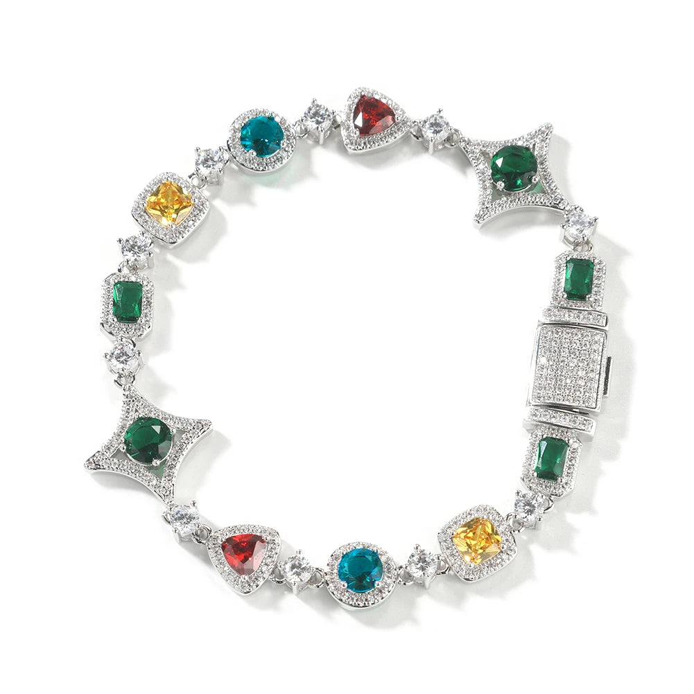 MIMOTTA PARADOX gemstone bracelet in silver tone with multicolor halo stones