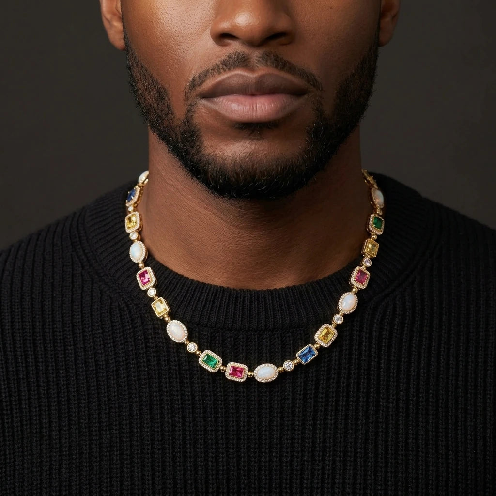 MIMOTTA CIPHER necklace worn on the neck
