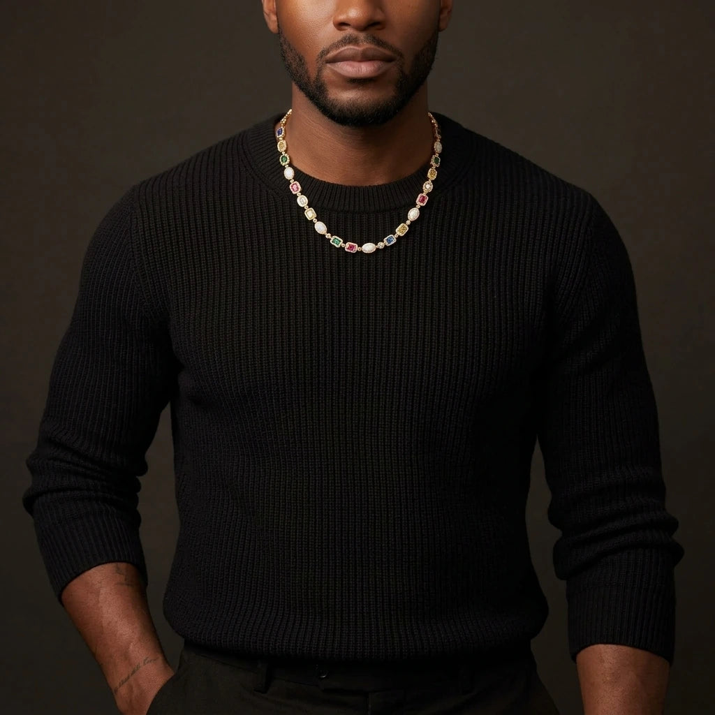 MIMOTTA CIPHER necklace worn by a model