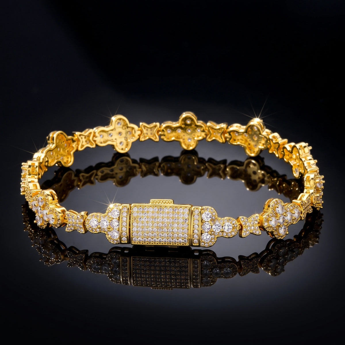 MIMOTTA DYNASTY tennis bracelet on a black mirror