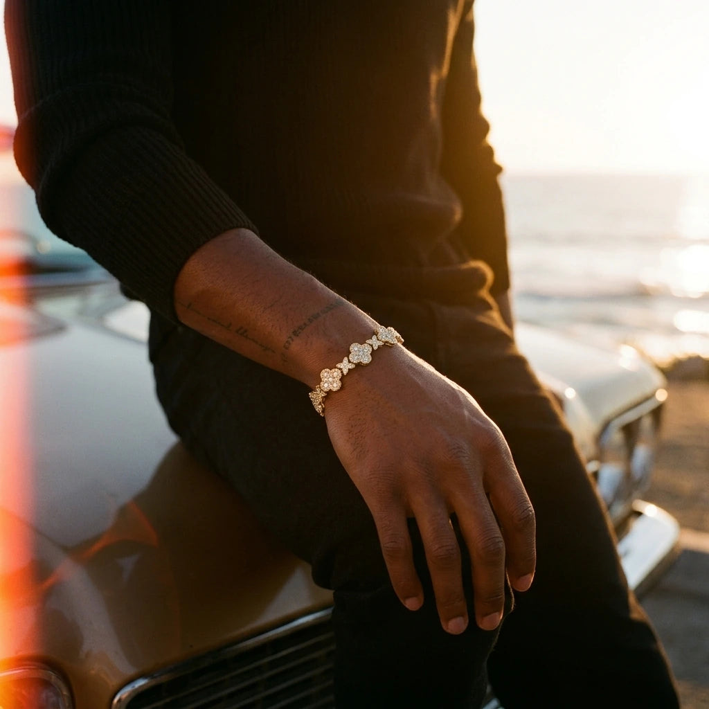 MIMOTTA DYNASTY tennis bracelet in golden-hour light, scene 4