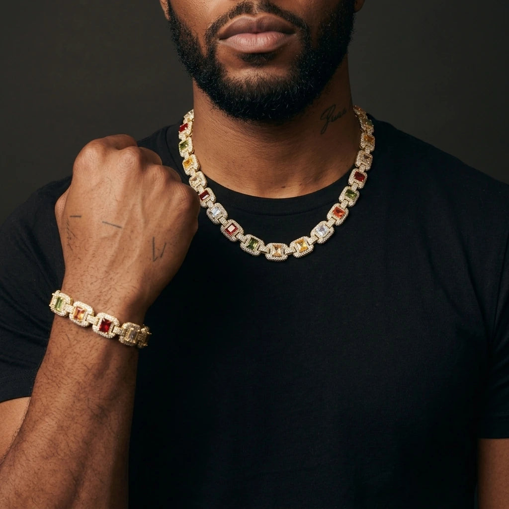 MIMOTTA EMPIRE bracelet and necklace worn together