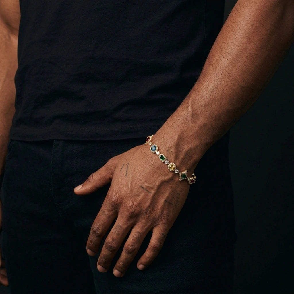 MIMOTTA PARADOX gemstone bracelet worn by a model