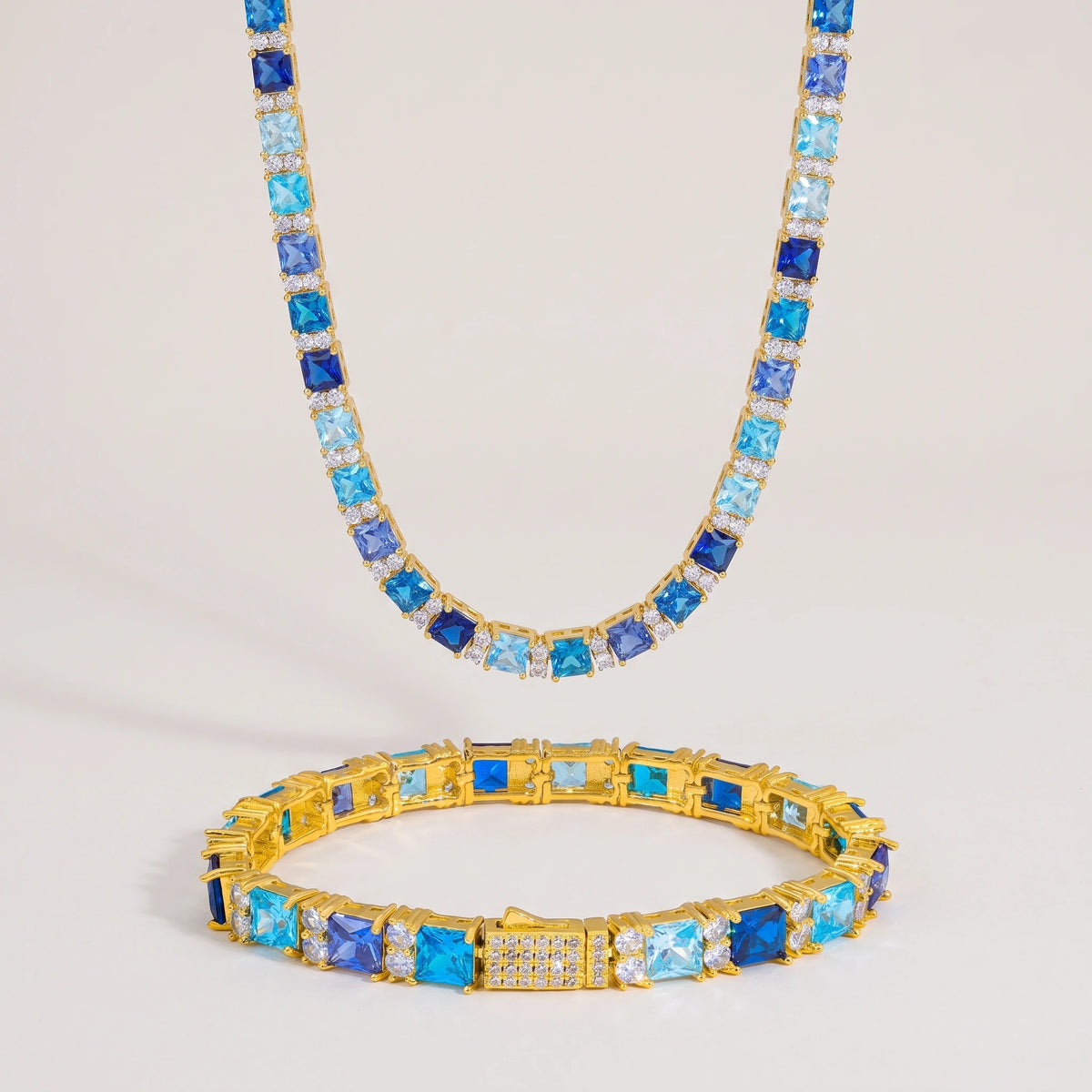 MIMOTTA ZENITH tennis bracelet in gold tone with matching necklace